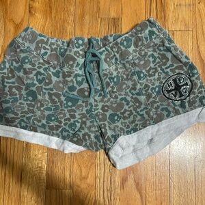 harley davidson, (medium), loose sleep shorts, skulls, green, lightly worn